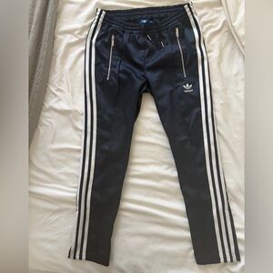 Adidas Navy Satin Track trouser pants XS
